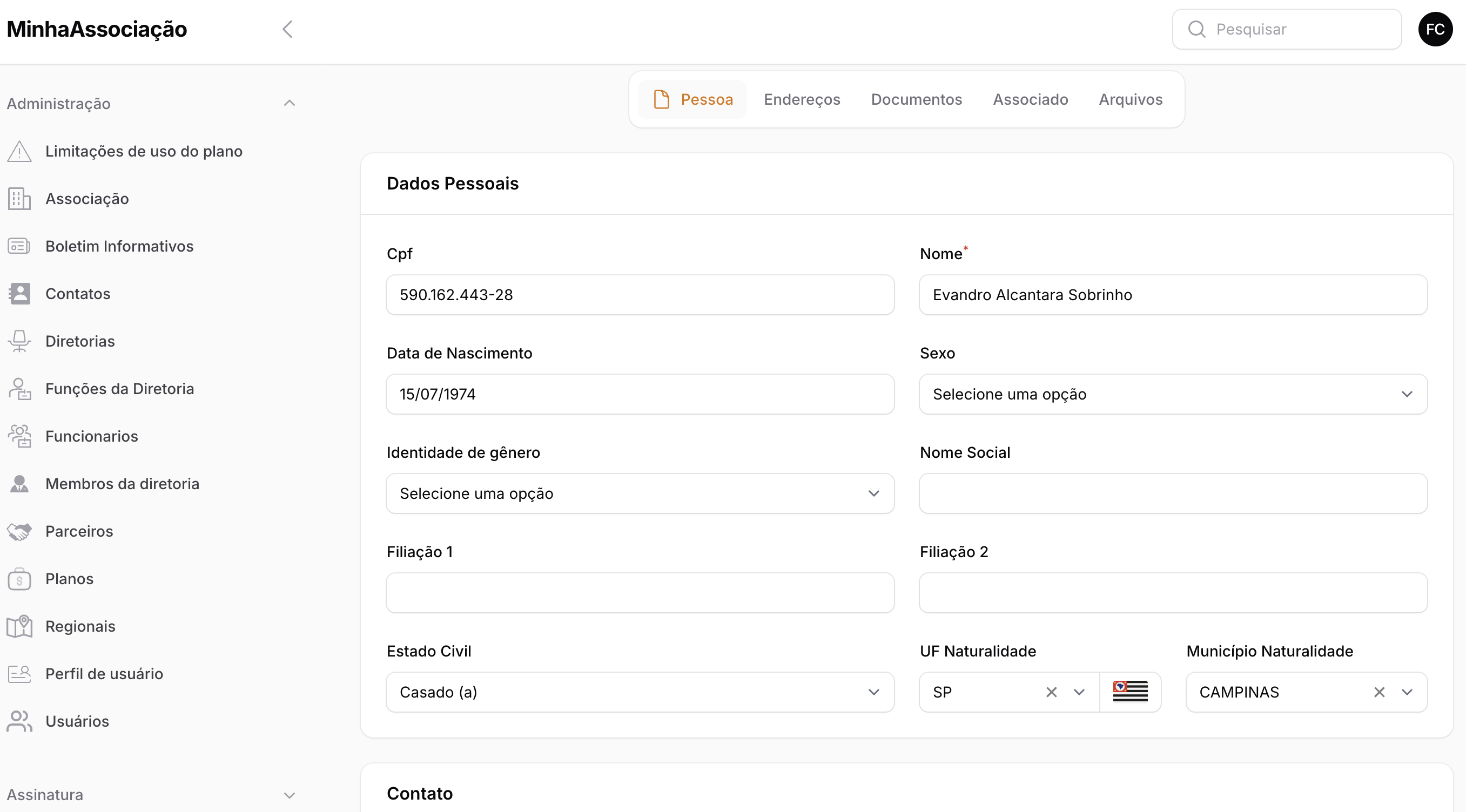 Demonstração do sistema